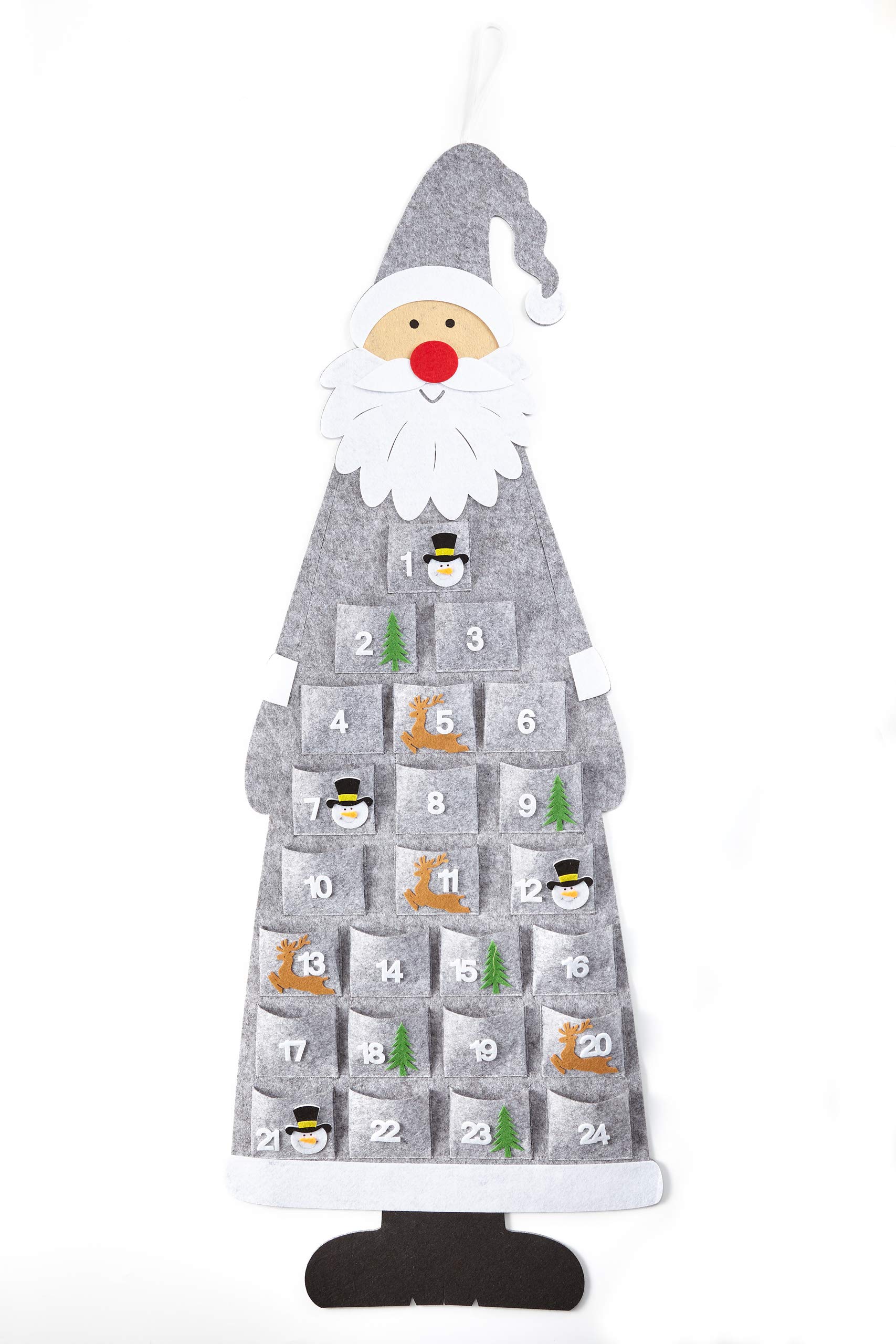 HEITMANN DECO Christmas - Advent calendar in Santa Claus shape to hang and fill yourself - Christmas decoration - in grey and white felt