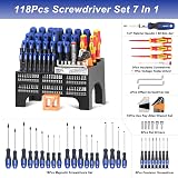 SORAKO 118-Piece Screwdriver Set Magnetic Ratchet Bits Precision Insulated view 2