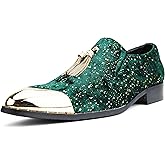 Amali Chaz, Men's Slippers - Loafers Men Slip on Shoes - Mens Casual Shoes - Man Made Velvet, Tuxedo Shoes - Metal Gold Chain Tassel & Gold Metal Tip, Dress Shoes - Gift