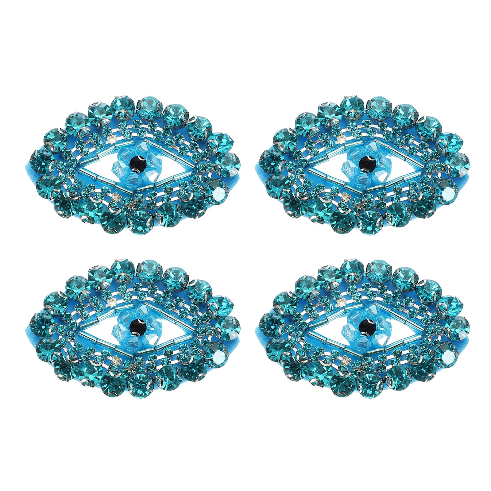 PATIKIL Eye Rhinestone Patches, 4 Pcs Eye Patches Sew on Applique Patches Rhinestone Applique Glitter Crystal Patches for Shoes Clothes Pants Bags Hats Shirts, Blue