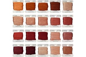 LE PAON Premium Rainbow Color Embroidery Floss bobbins - Cross Stitch Threads - Friendship Bracelets Floss - Crafts Floss - 20 Bobbins Per Pack Embroidery Floss, Golden Brown Gradient