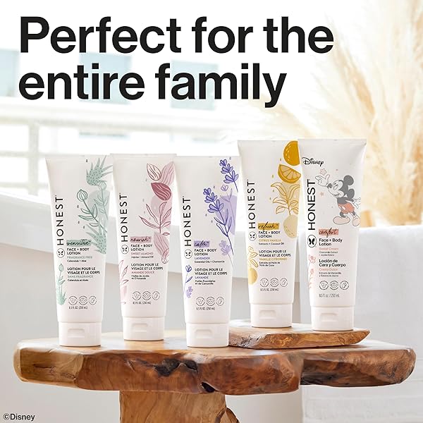 THE HONEST COMPANY MOISTURIZING FACE AND BODY LOTION FAST ABSORBING DERMATOLOGIST TESTED HYPOALLERGENIC DISNEY’S MICKEY MOUSE COMFORT SWEET CREAM 8.5 FL OZ
