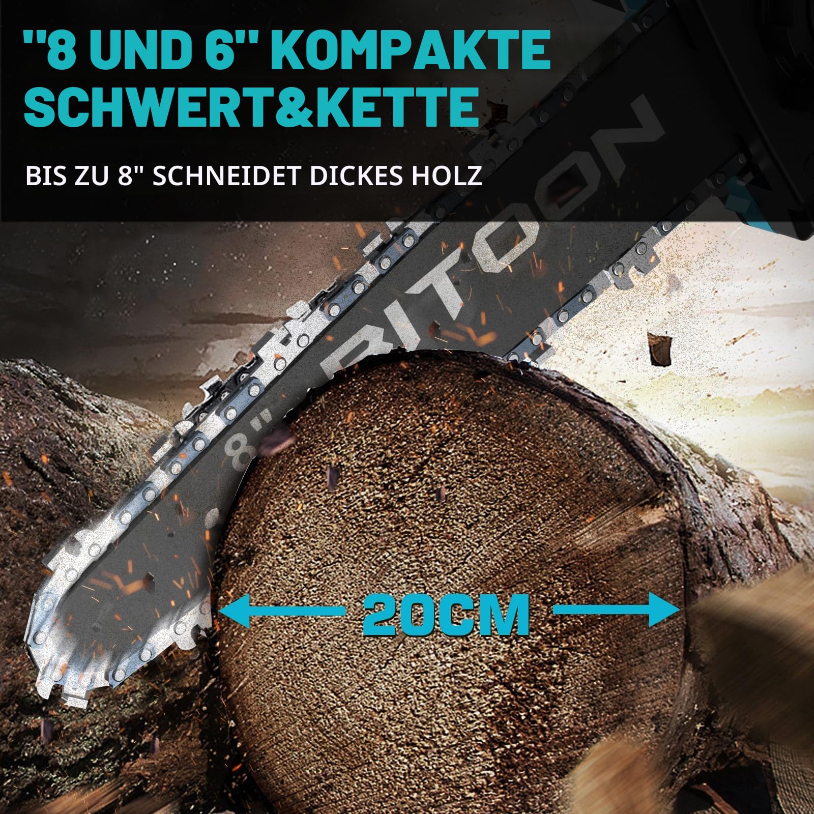 8-Zoll Kettensäge für Makita 18V Akku, automatischer Öler, bürstenlose 6-Zoll und 8-Zoll Akku Baumsäge, batteriebetriebene Mini-Kettensäge zum Holzschneiden und Baumbeschneiden (nur Werkzeug) 5