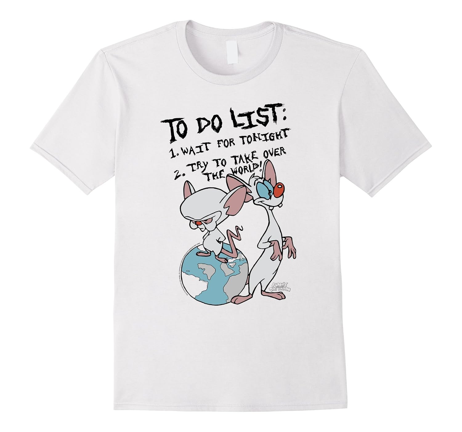 thumbnail image 2 of Pinky And The Brain Mens T-shirt - To Do List Take Over The World 2 of 11