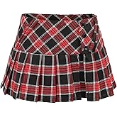 FURPHI Mini Plaid Pleated Skirt Women's US Size Low Waist Slit Schoolgirl Uniform