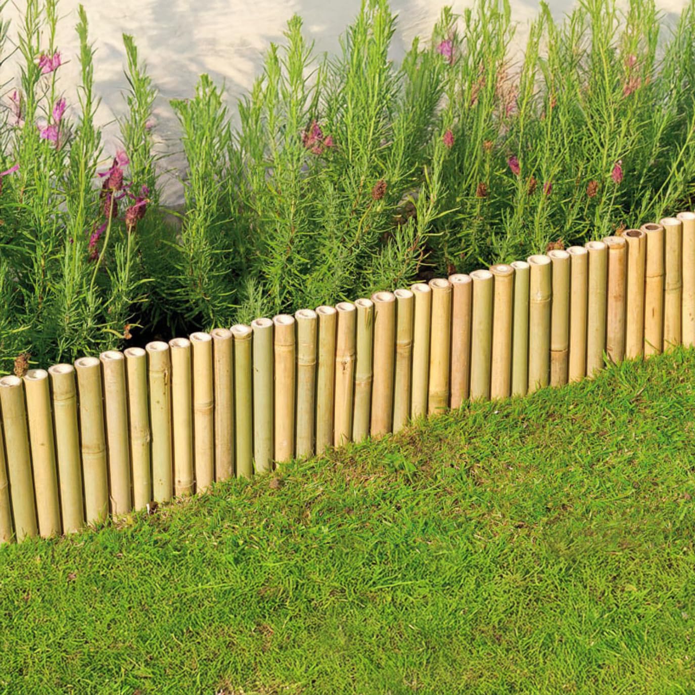 Garden Mile Bamboo Lawn Edging Border 30cm x 100cm Heavy Duty Wooden Garden Edging for Flower Beds Grass Yard Pathways