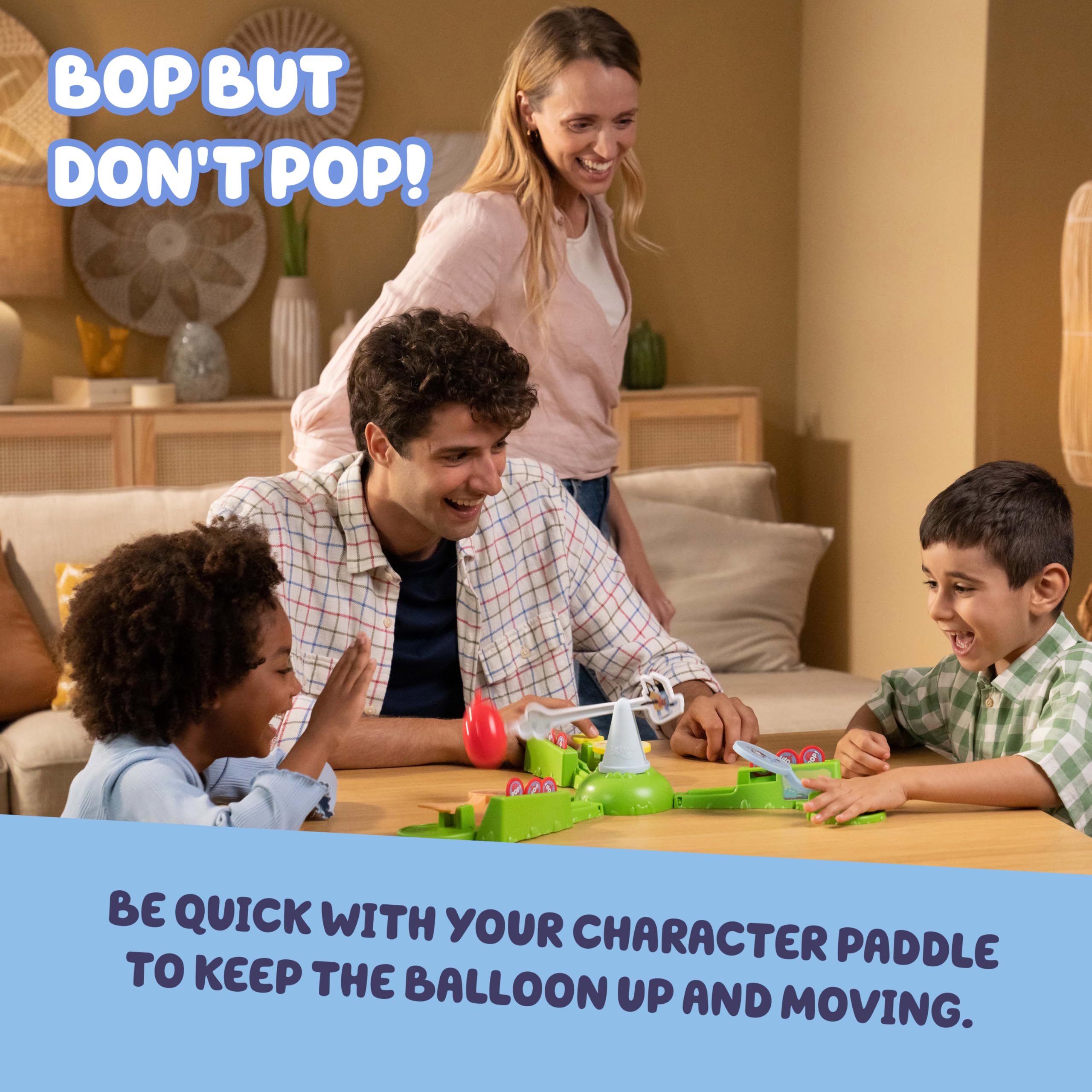 Bluey Keepy Uppy Game, Motorized Toddler Game with Bingo and Chilli Character Paddles, Games for 4+ Year Olds