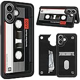 CGFGHHUY for iPhone 16 Case Wallet Case with Card Slots & Kickstand PU Leather Cover Soft TPU Protective Phone Cover for iPhone 16 6.1 inch 2024 - Audio Cassette Tape