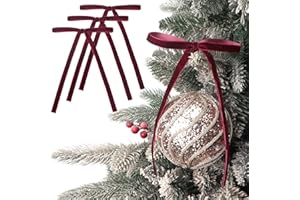 Ribbli Burgundy Velvet Bows for Christmas Tree 24 Pcs Vintage Wreath Ribbon Bows for Door Garland Home Decor - 5 x 7 Inch, 3/8 Inch Wide