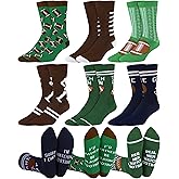 Patelai 6 Pairs Novelty Football Socks for Men Funny Football Gift Crew Socks for Men Sports Team Lovers Birthday Winter