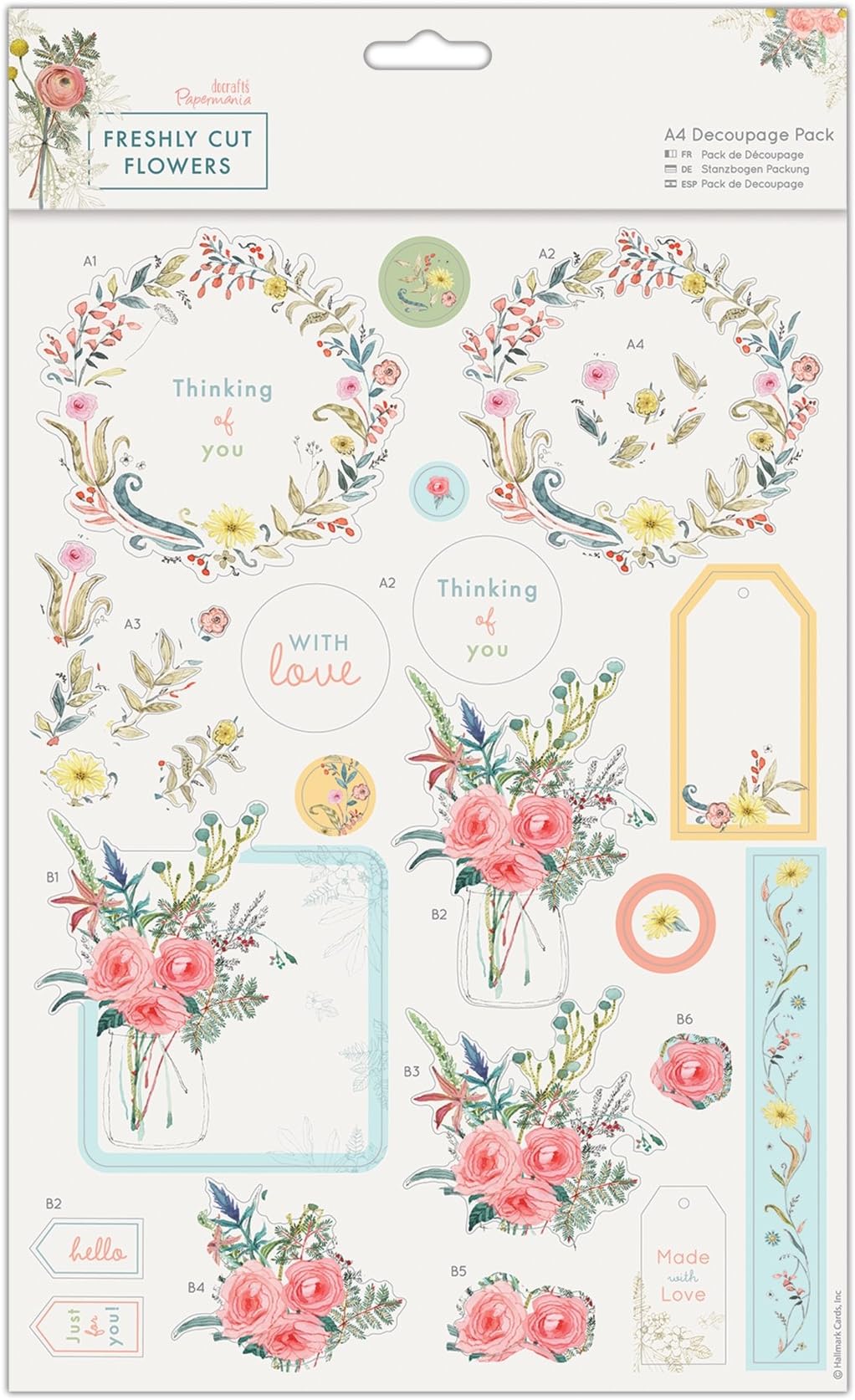 Papermania Freshly Cut Flowers A4 Decoupage Pack - With Love