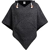 virblatt - Poncho Men & Women | Wool & Fleece | Unisex Hooded Winter Wool Poncho Men Warm S - XXL