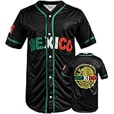 Fury Mexico Baseball Jersey, Black Mexico Baseball Button Down Jersey Shirts Mexican Flag Baseball