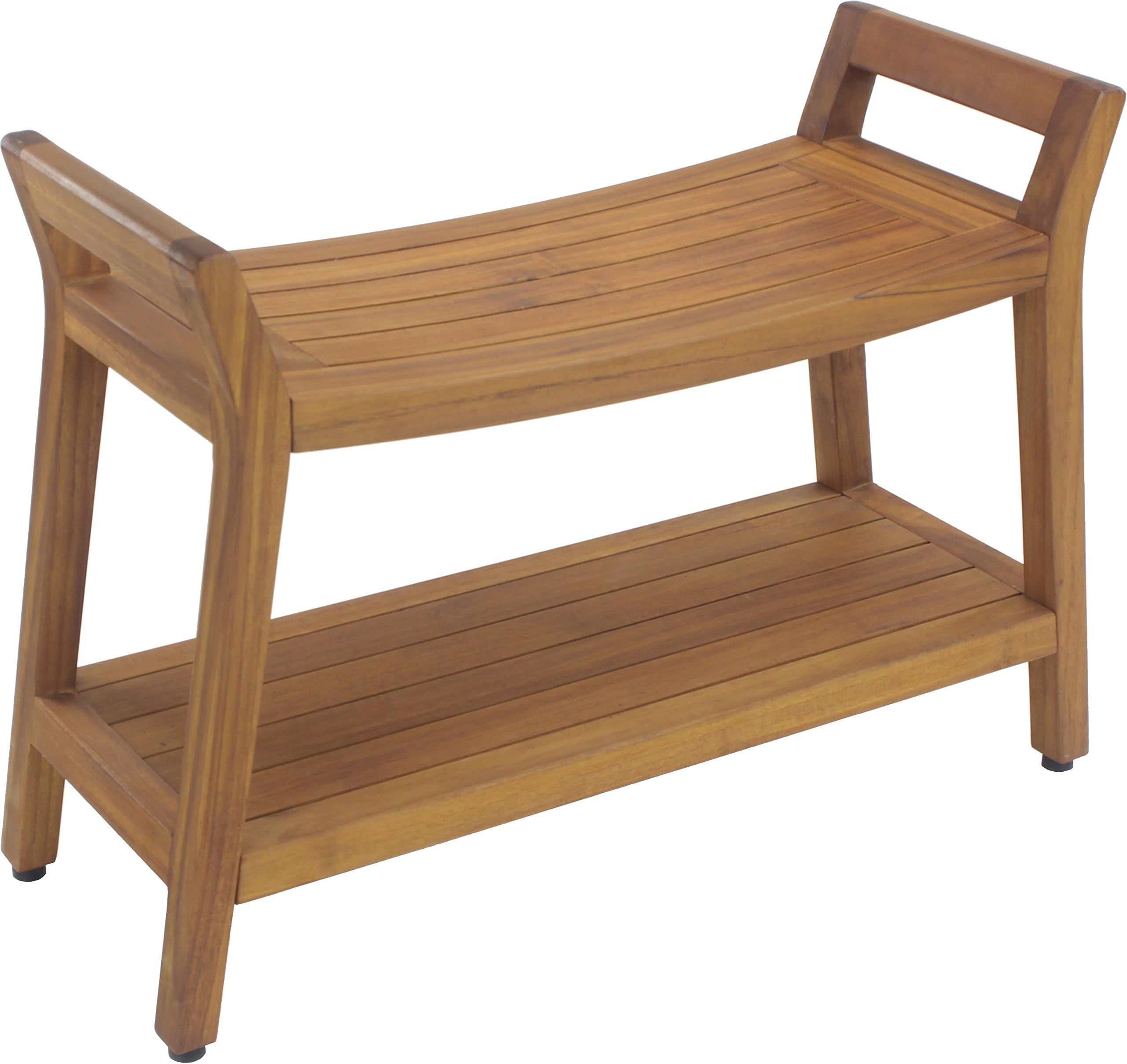 AquaTeakPatented Asia Ascend Estate Teak Shower Bench with Shelf