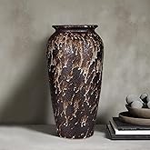 Ceramic Rustic Floor Vase, 12" Large Farmhouse Flower Vase for Home Decor, Vintage Vase Decor for Living Room Centerpieces,Office,Housewarming,Wedding