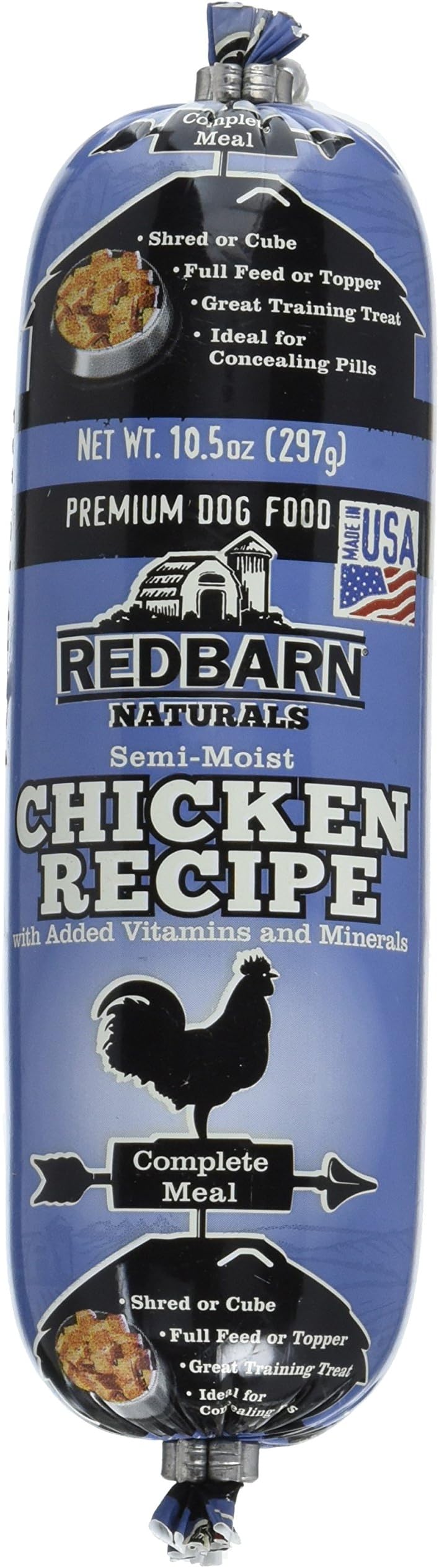 Made in USA Premium Dog Food Semi Moist Natural Rolled Complete Meal Added Vitamins Minerals 10.5 oz (Chicken)