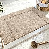 Color&Geometry Khaki Bathroom Rugs Non Slip Large Bath Rugs Absorbent 17"x30",Washable Bath Mat Quick Dry, Upgraded Premium Microfiber Plush for Bathroom Bathtub and Shower Floor,Laundry