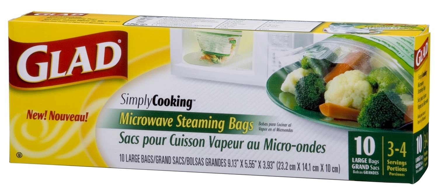 Glad SimplyCooking Microwave Steaming Bags, Large, 10-Count Packages (Pack of 10)