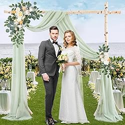 Wedding Arch Draping Fabric, 2 Panels 18FT Sage