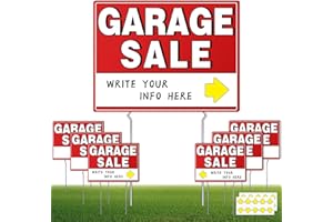 KUCO 7 Pcs Garage Sale Sign With Metal Stakes, 17" x 13", Double-Sided With 20 Directional Arrow Stickers, Large Yard, Weather-Proof