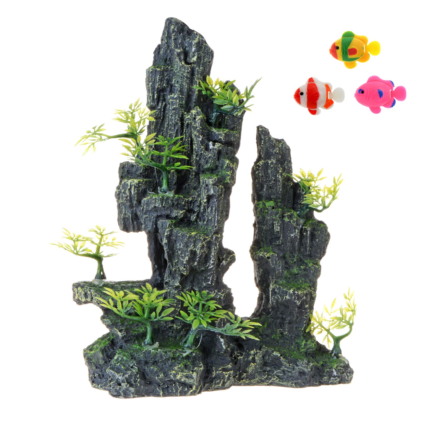 Uotyle Aquarium Decoration Mountain View, Rockery Landscape Rock Hiding Cave Stone Resin Tree Trunk Fish Tank Ornament