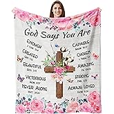 Tuniaops Christian Gifts for Women Blanket 60"x50" - Inspirational Religious Birthday Catholic Spiritual & Baptism Confirmation Gifts for Girls
