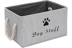 Geyecete Large Fabric Storage Bins Organizer with Weave Rope Handle, Collapsible Cube Basket Container Box for Dog Apparel & Accessories,Dog Coats,Dog Toys Gift Baskets-Grey