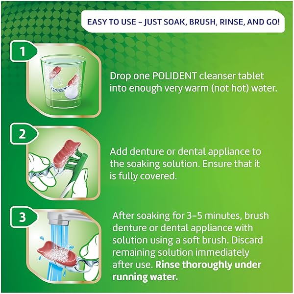 POLIDENT 3 MINUTE ANTIBACTERIAL DENTAL APPLIANCE CLEANSER TABLETS, RETAINER CLEANER TABLETS, 90 COUNT