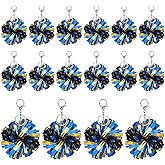 Gosknor 16pcs Cheer Pom Pom Keychain, Plastic Metal Cheer Keychains Eye-Catching Pom Pom Keychains with Lobster Clasps for Bags Women Cheerleading Gifts