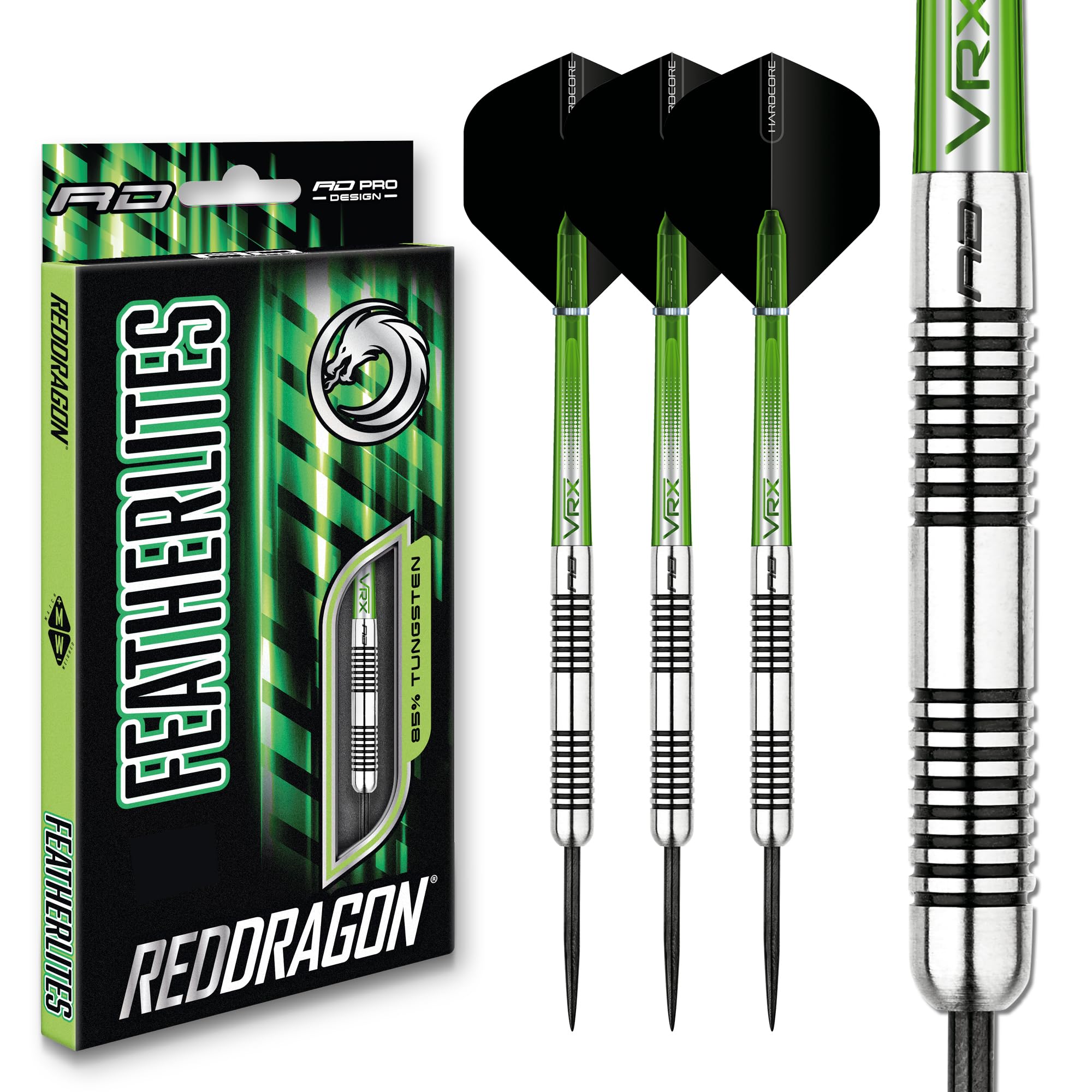 RED DRAGON Featherlite 7: 18g Tungsten Darts Set with Flights and Stems