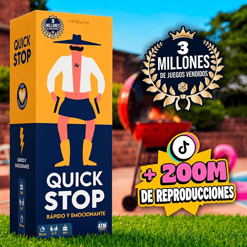 QuickStop - Juego de Mesa para Familia y Amigos - 2 a 7 Jugadores - 15min