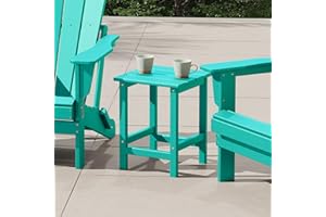 Costaelm Square Outdoor Side Tables, Adirondack Patio Tables for Outside, HDPE Patio End Table Weather Resistant, Balcony Table for Pool, Seaside, Backyard, Porch, Indoor Companion, Turquoise