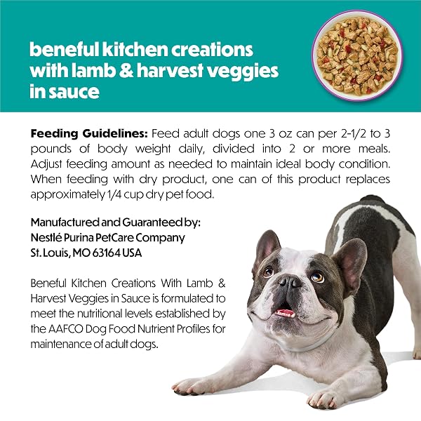 PURINA BENEFUL KITCHEN CREATIONS WITH LAMB AND HARVEST VEGGIES IN SAUCE WET DOG FOOD – (PACK OF 12) 3 OZ. CANS