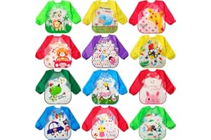 JaGely Kids Art Smocks Toddler Smock Waterproof Painting Aprons Children Apron with Long Sleeve Washable Bib for Baby Eating