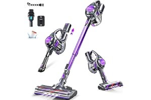 QikCln Cordless Vacuum Cleaner with 1.3L Large Dust Cup, 23Kpa Powerful Stick Vacuum, LED Headlight 6-in-1 Handheld Vacuum for Home Pet Car- Purple