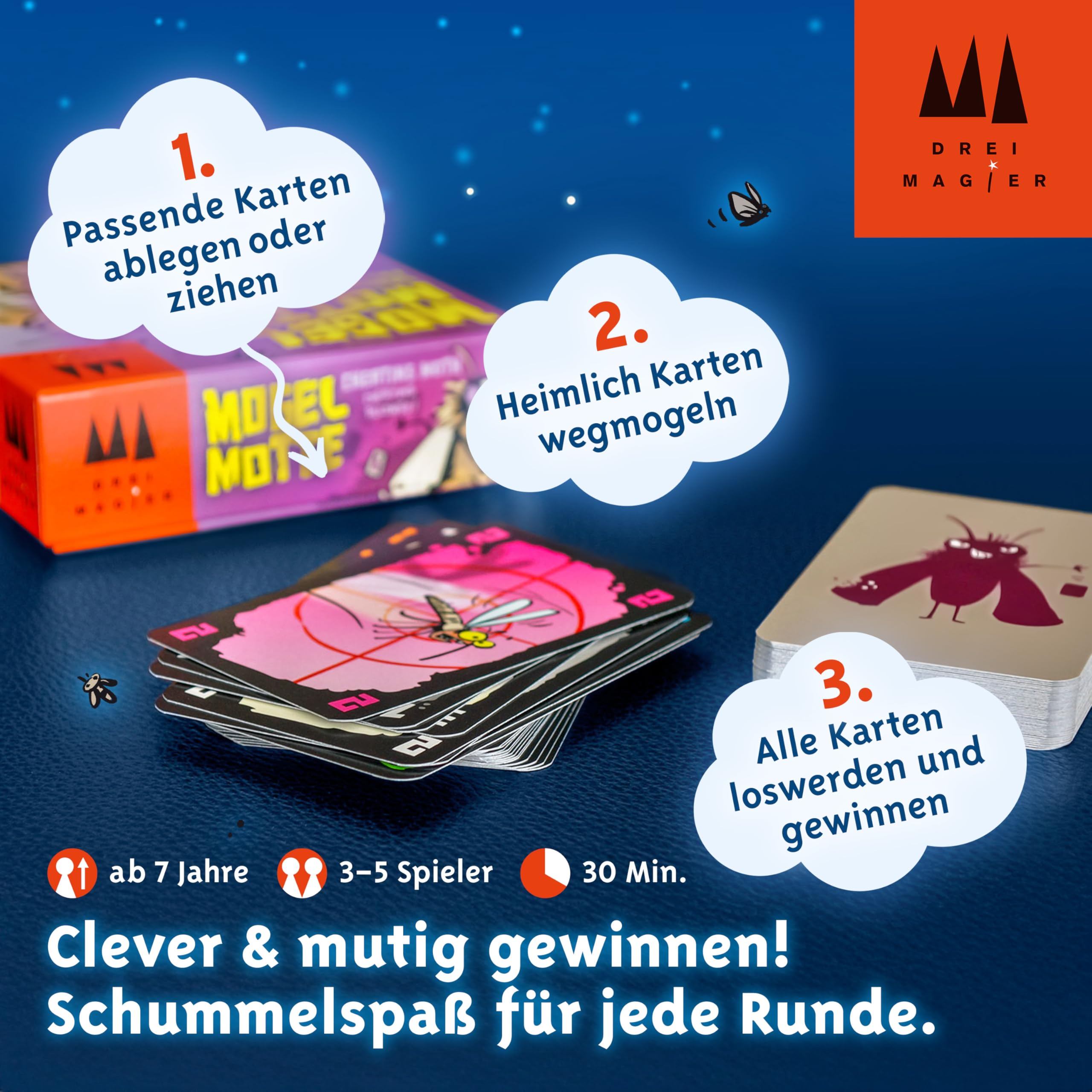 Schmidt Spiele 40862 Mogel Motte, Drei Magier Kartenspiel 6