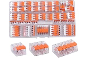 Lever Wire Connectors, 75 Pcs Wire Connector Assortment Pack Compact Splicing Connector Kit for Electrical Wires Solid Strand