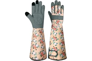 MERTURN Long Gardening Gloves for Women Thorn Proof Leather Garden Gloves Breathable Working Gloves for Women Yard Outdoor