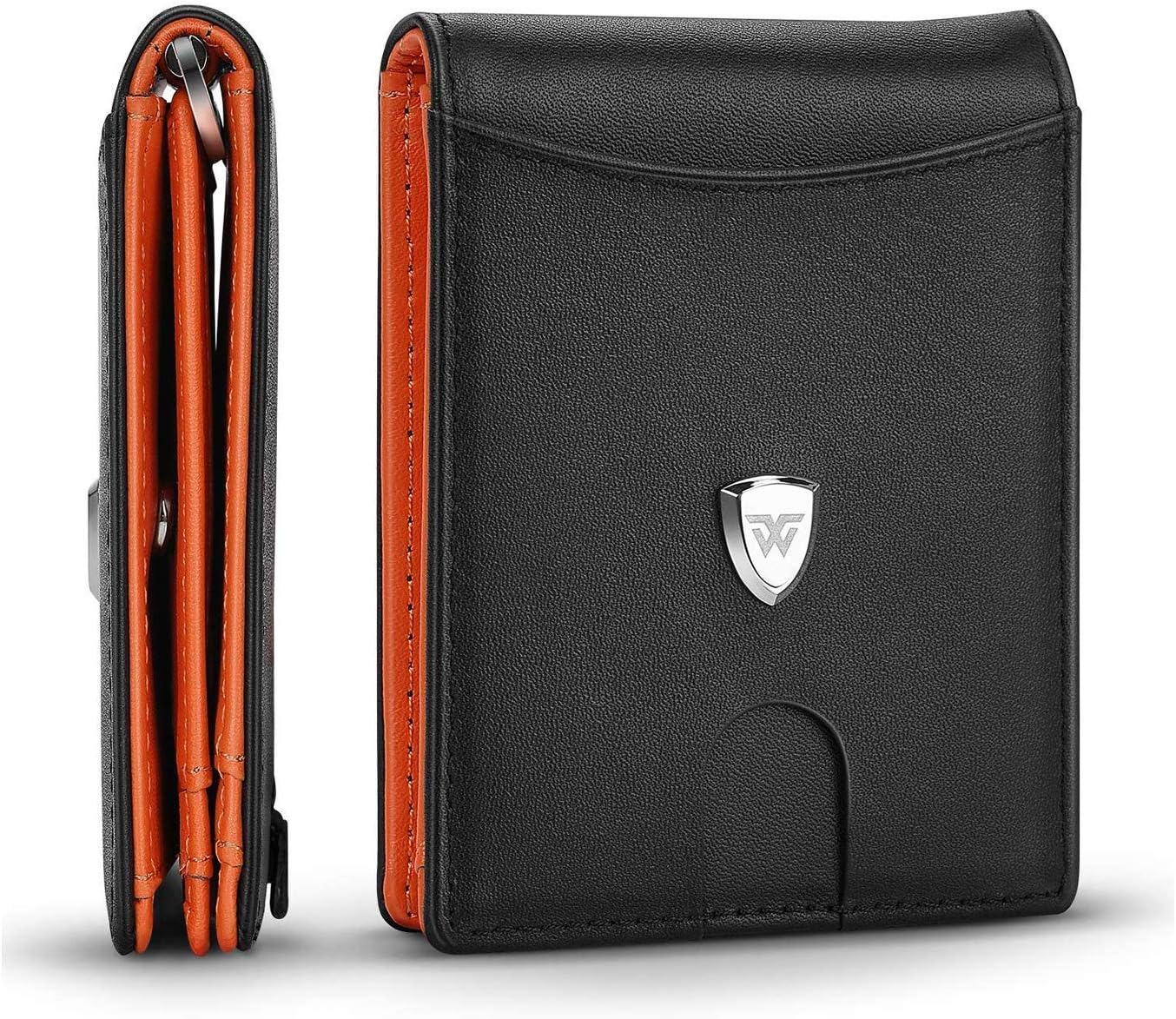 Toughergun Portafoglio Uomo Sottile RFID – Con Fermasoldi E Finestra ID, Carbonio Nero