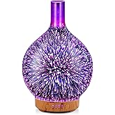 Porseme Essential Oil Diffuser 3D Glass Aromatherapy Ultrasonic Humidifier - 7 Color Changing LEDs, Waterless Auto-Off, Timer Setting, BPA Free 100ml Rose Gold Aladdin