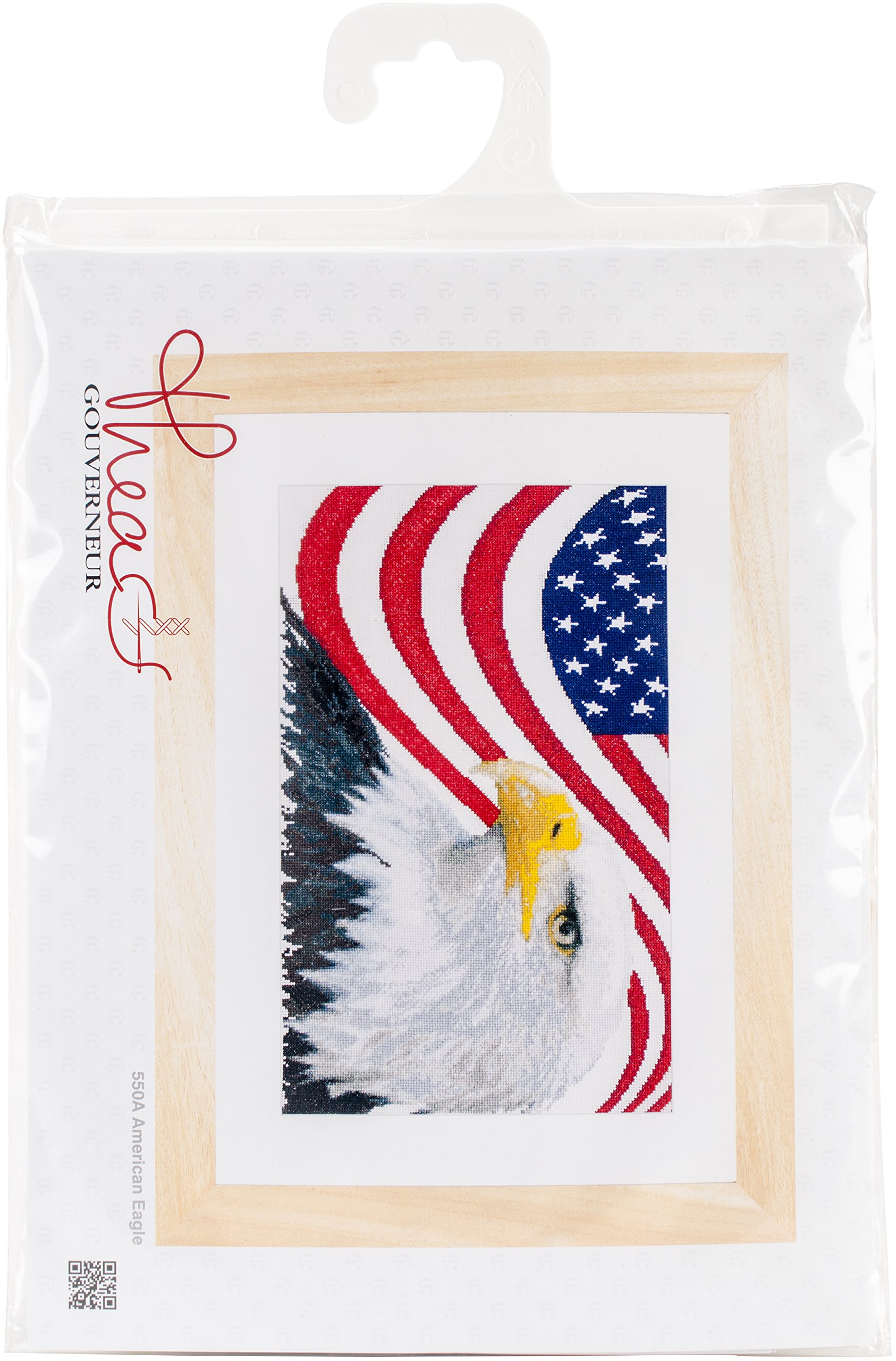 Thea Gouverneur - Counted Cross Stitch Kit - Embroidery Kit - 550A - Pre-Sorted DMC Threads - American Eagle - Aida - 17.3 x 10.6inch - DIY Kit