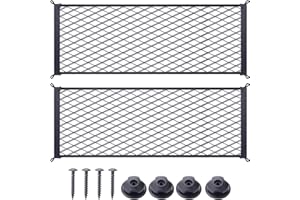 MWMNUN 2 Pcs Universal Stretch Mesh Car Mesh Bag with Screws and Hooks for Trunk RV Boats Home Cargo Storage (25.6'' x 9.8'')
