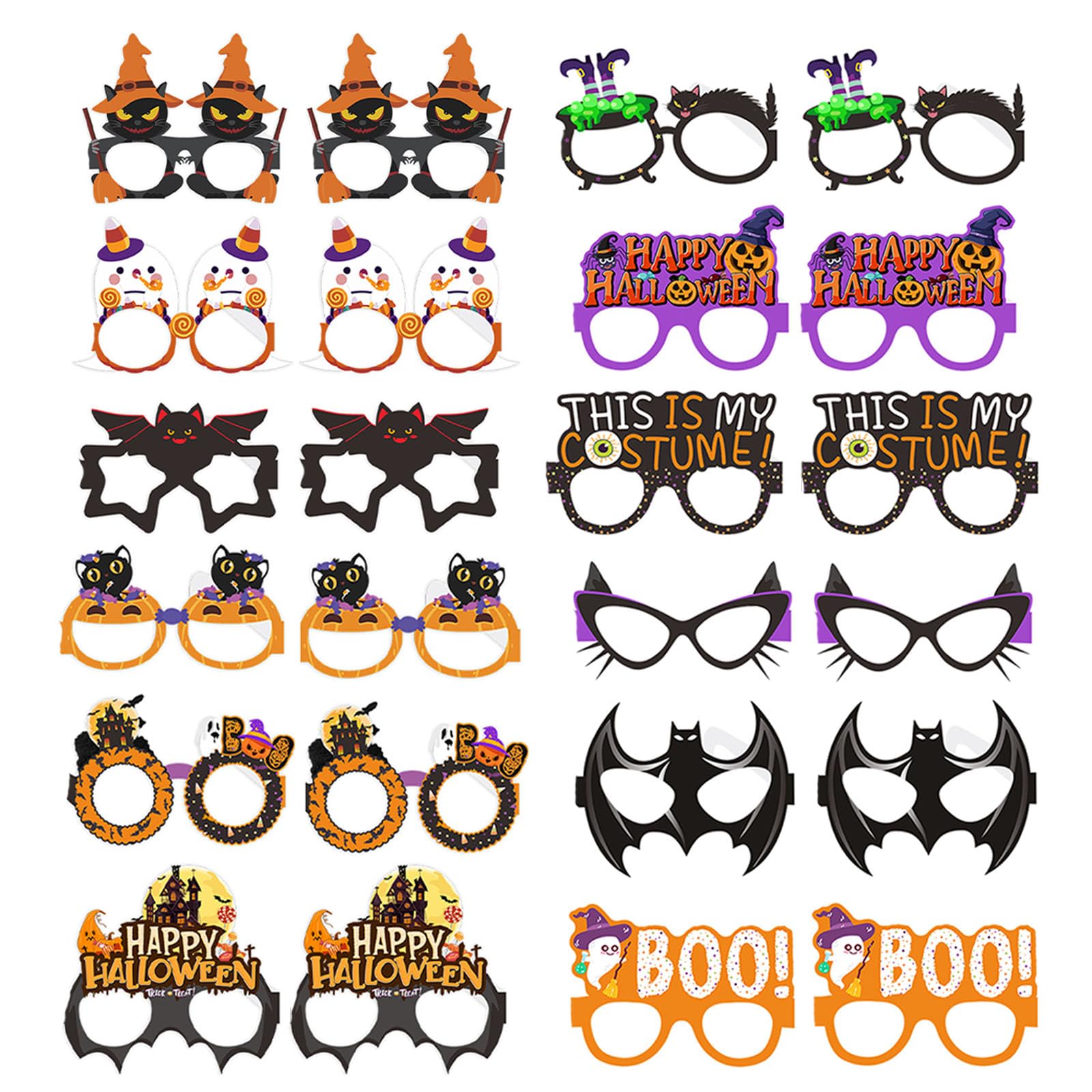 KASESSS 24-Piece Halloween Fun Glasses - Party Glasses with Different Shapes for Adults & Kids