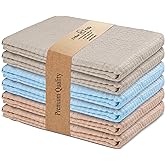 Urban Villa Kitchen Towels Waffle Dish Cloths Multi Color Set of 6 Over Sized 18x28 Inches Highly Absorbent 100% Cotton Kitchen Hand Tea Towels Dish Cloths