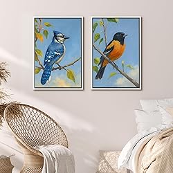 MUDECOR Framed Canvas Print Wall Art Set Blue Jay