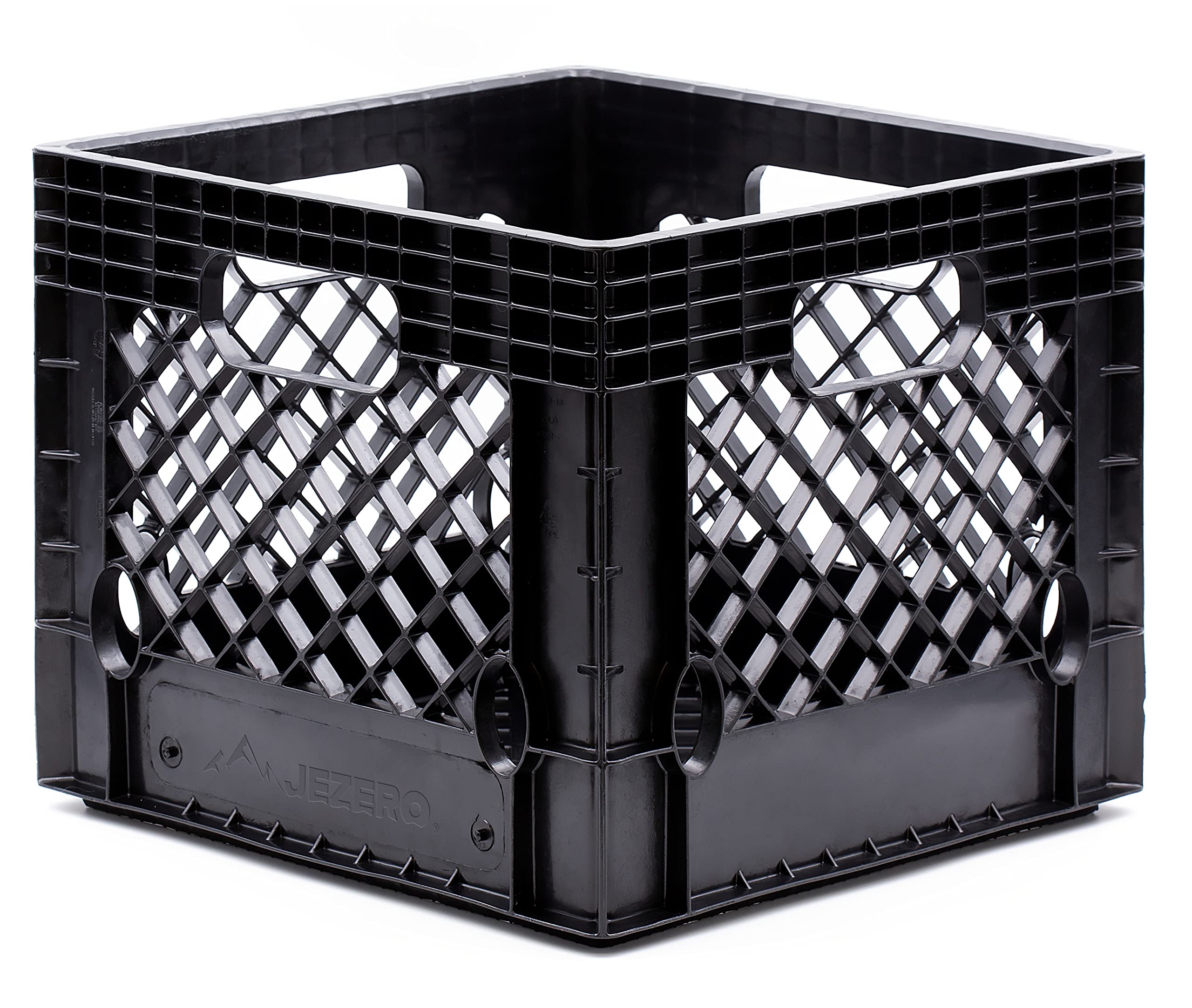 Photo 1 of JEZERO Milk Crate for Household Storage: The Ultimate Storage Tote for Groceries, Garages, Kayaking & Outdoor, Stackable Storage | Black, Square, Single, 13" x 13" x 11”