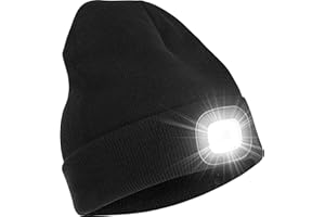 YMHB Unisex Beanie Hat with Light, USB Rechargeable LED Headlamp Hat Night Light Cap Christmas Stocking Stuffers Gifts for Men Dad Father Husband (Black)