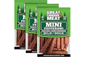 Mild Mini Pepperoni 3 Pack - Pepperettes Bundle 3 x 225g Bags by Great Canadian Meat, Meat Snacks, Bulk Pepperoni Sticks Box 