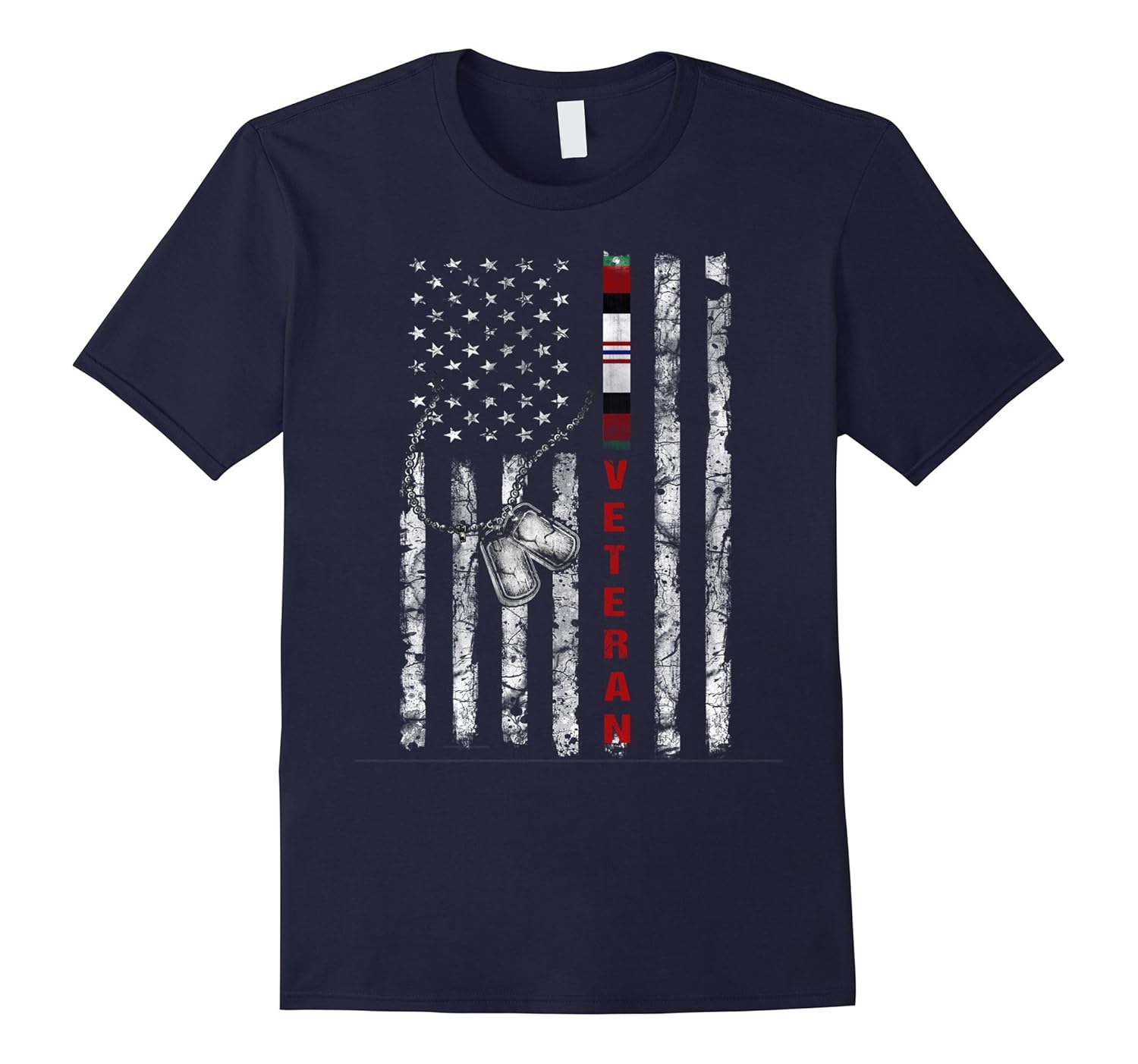 Afghanistan Veteran Tshirt Distressed Flag With Dog Tag-Rose