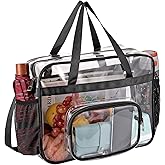 UEOE Clear Bags Stadium Approved,See Through Tote Bag+Shoulder Strap Large Transparent Bag
